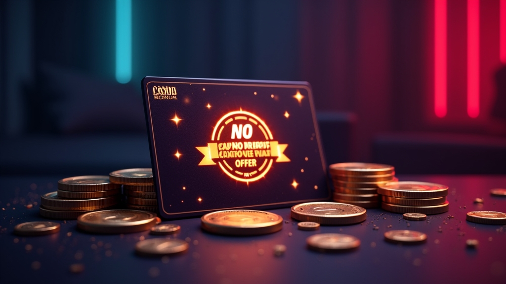 No deposit bonus card glowing in a dark casino interface for 2026 players
